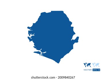 Abstract blue Sierra Leone map vector on white background.