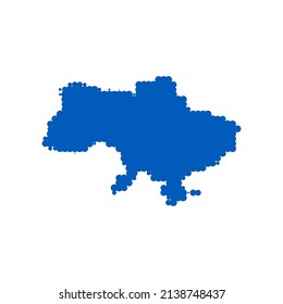Abstract blue silhouette of map of Ukraine in Europe on white background. Minimalistic design. Stock vector illustration