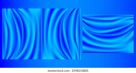 Abstract blue silk fabric background with wave pattern Design Wallpaper