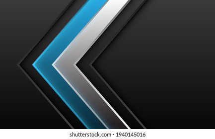 Abstract blue silver arrow shadow direction on dark grey metallic with blank space design modern futuristic background vector illustration.