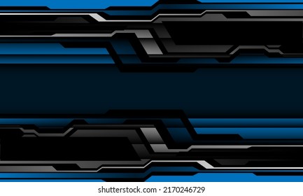Resumen de diseño cibergeométrico negro plateado azul moderno de fondo futurista ilustración vectorial.