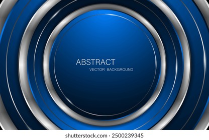 Abstract blue and silver circle shape with elegant silver lines	
