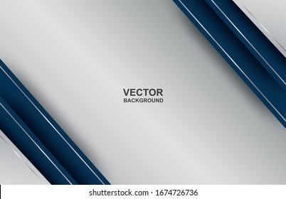  Abstrakt. blau - geometrischer silberner Farbverlauf-Überlappungshintergrund. Vektorillustration.