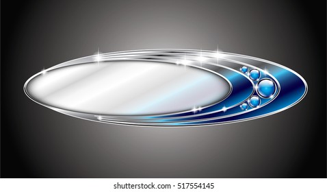 Abstract blue and silver oval background, with space for your text. Vector illustration. The background is on a separate layer.