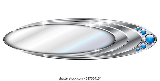 Abstract blue and silver oval  background, with space for your text. Vector illustration.