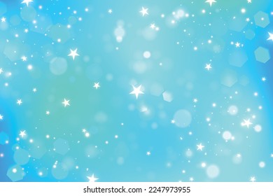 Resumen del fondo azul del cielo con estrellas borrosas y bokeh. Papel tapiz de galaxia cósmica. Ilustración del espacio ultraterrestre vector brillante