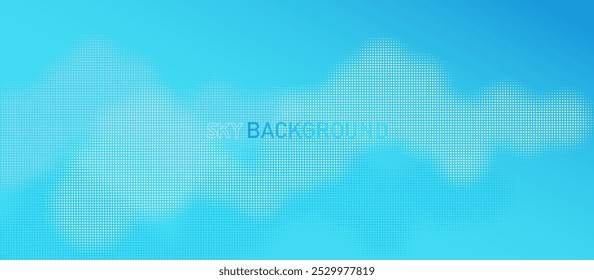 Fundo abstrato do céu azul com padrão de pontos de meio-tom e efeito gradiente, design moderno e limpo