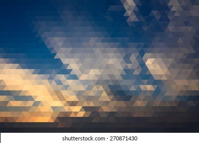 Abstract Blue Sky And Cloud Shaped Like a Bird With Outstretched Wings Geometric Triangular Low Poly. Vector Illustration