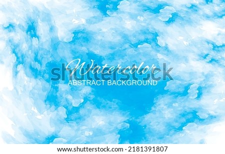 Abstract blue sky with clouds watercolor horizontal texture rectangle background. Watercolor style texture. Delicate card. Elegant decoration. vector illustration