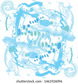 Abstract blue sky paint brush and strokes, scribble lines pattern background. colorful blue sky nice brush strokes and hand drawn background. modern beautiful grunge and stripes pattern background