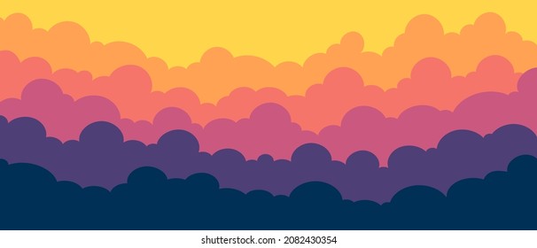 Abstract Blue Sky and pink Clouds, Beautiful Background. Stylish design with a flat, cartoon poster, flyers, postcards, web banners. holiday mood, airy atmosphere. Isolated Object. Vector illustration