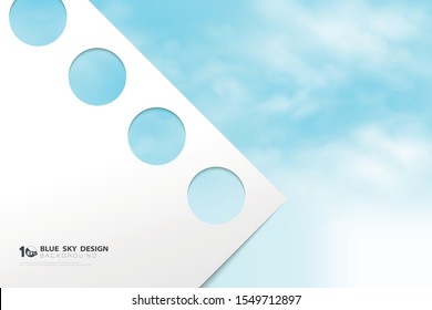 Abstract blue sky template with white paper for texting background. Decorate for design element, ad, poster, artwork, presentation template. illustration vector eps10
