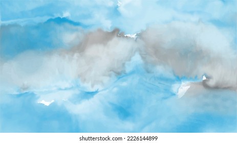 Abstract Blue Sky Textured Background. Watercolor Marble Textured Wallpaper