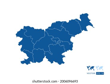 Abstrakter blauer Slowenien-Karte, Vektorgrafik auf weißem Hintergrund.
