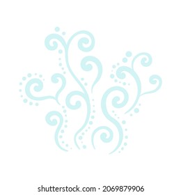 Resumen de elementos de humo azules. Dibujado a mano, estilo de esbozo, color azul. Ilustración del vector de contorno aislada en fondo blanco.