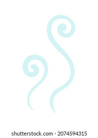 Abstract blue smoke element. Hand drawn, sketch style, blue color. Outline vector illustration isolated on white background.