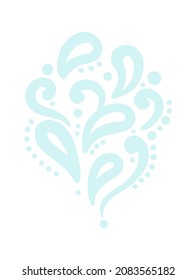 Abstract blue smoke element. Hand drawn, sketch style, blue color. Outline vector illustration isolated on white background.