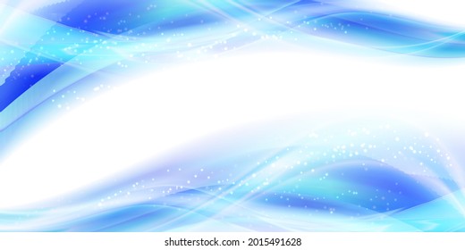 Abstract blue smoke wave backround. Stylized motion wavy illustration. Soft shiny lines created using blend tool on white backdrop. Curved smooth stripes. Design template for banner or flyer