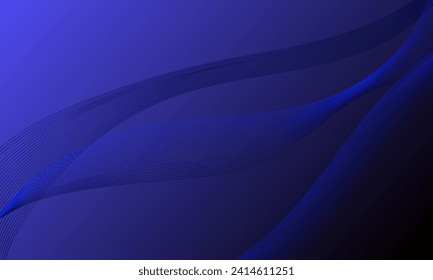 abstrakte, blaue, glatte Linien, Wellenkurven auf Farbverlauf-Hintergrund