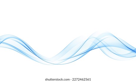 Abstrakte blaue, glatte Wellenlinien auf weißem Hintergrund. Design-Element