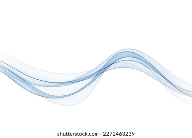 Abstract blue smooth wave lines, on a white background.