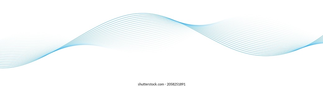 Abstract blue smooth wave on a white background. Dynamic sound wave. Design element. Vector illustration. - Shutterstock ID 2058251891