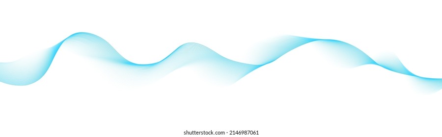 Abstrakte blaue, glatte Welle auf weißem Hintergrund. Dynamische Schallwelle. Design-Element. Vektorgrafik.