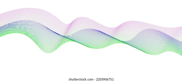 
Abstract blue smooth wave on a white background. Dynamic sound wave. Design element. Vector illustration.