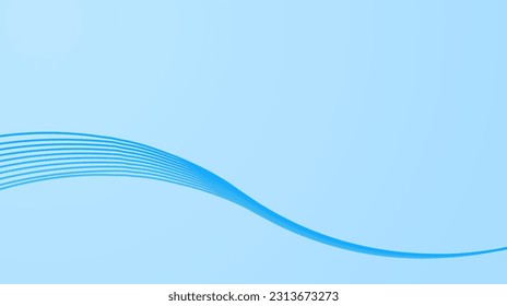Abstract blue smooth wave on a blue background. Dynamic sound wave
