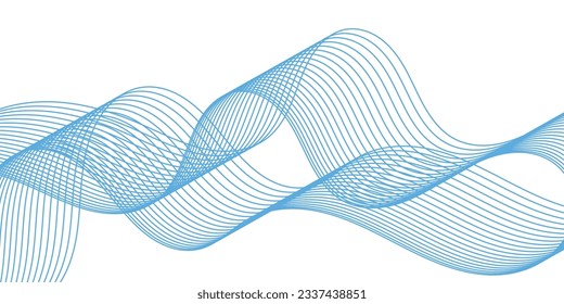 Abstract blue smooth wave on a white background. Stylized line art background. Vector illustration by yuemartic