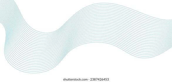 Abstract blue smooth wave on a white background. Dynamic sound wave. Design element. Vector illustration.	