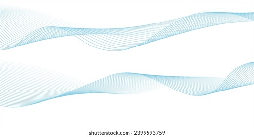 Abstract blue smooth wave on a white background. Dynamic sound wave. Design element. Vector illustration. lines waving