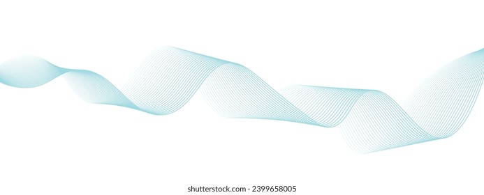Resumen de una onda suave azul sobre un fondo blanco. Ola de sonido dinámica. Elemento de diseño
