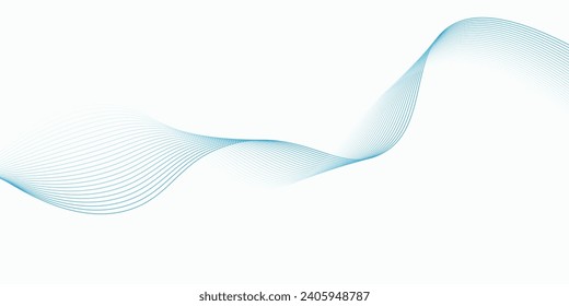 Abstract blue smooth wave on a white background. Dynamic sound wave. Design element