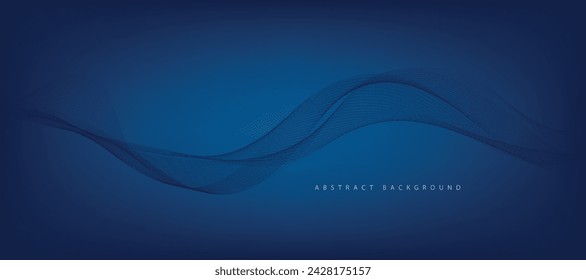 Abstract blue smooth wave on a blue gradient background. Dynamic sound wave. Design element. Vector illustration.	
