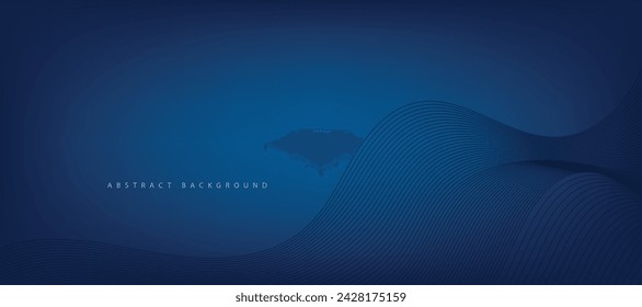 Abstract blue smooth wave on a blue gradient background. Dynamic sound wave. Design element. Vector illustration.	
