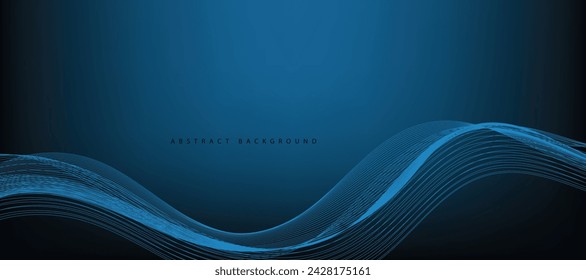 Abstract blue smooth wave on a blue gradient background. Dynamic sound wave. Design element. Vector illustration.	
