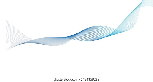 Abstract blue smooth wave on a white background. Dynamic sound wave. Design element.