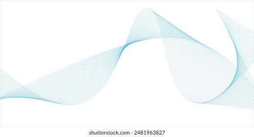 Onda suave azul Abstractas sobre un fondo blanco. Onda de sonido dinámica