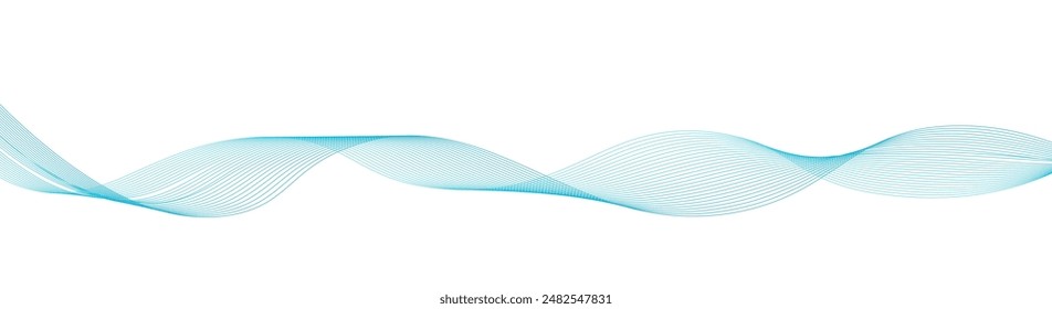 Abstract blue smooth wave on a white background. Dynamic sound wave. Design element. Vector illustration.