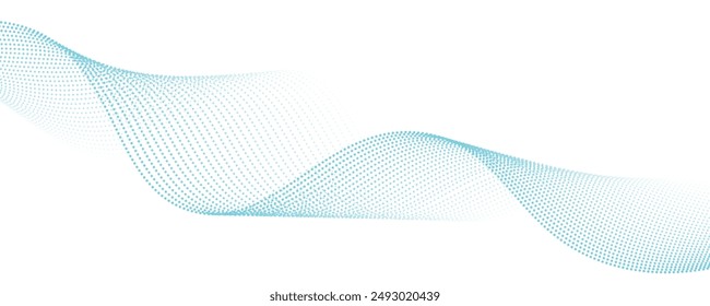 Abstract blue smooth wave on a white background. Dynamic sound wave. Design element. Vector illustration.