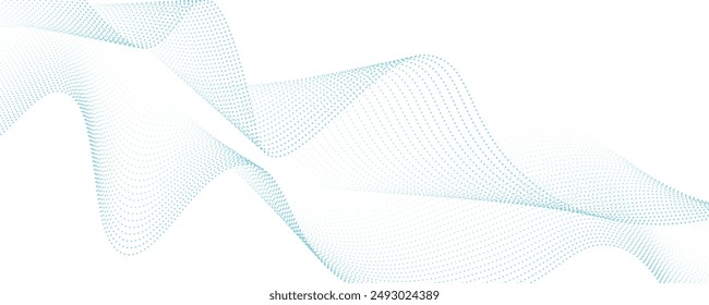 Onda suave azul Abstractas sobre un fondo blanco. Onda de sonido dinámica. Elemento de diseño. Ilustración vectorial.