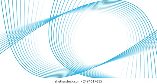 Abstract blue smooth wave on a white background. Dynamic sound wave. Design element. Vector illustration. lines waving