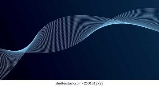 Onda lisa azul Abstractas sobre un fondo blanco. Onda de sonido dinámica. Elemento de diseño. Ilustración vectorial.