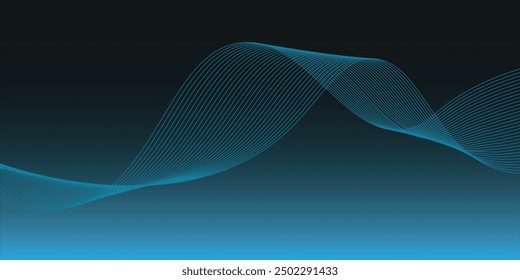 Onda lisa azul Abstractas sobre un fondo blanco. Onda de sonido dinámica. Elemento de diseño. Ilustración vectorial.