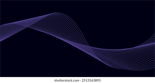 Abstract blue smooth wave on a white background. Dynamic sound wave. Design element. Vector illustration.