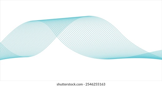 Abstrakte blaue, glatte Welle auf weißem Hintergrund. Dynamische Klangwelle. Design-Element. Vektorgrafik.