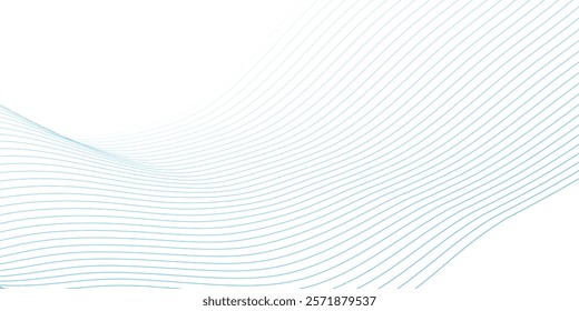 Abstract blue smooth wave on a white background. Dynamic sound wave