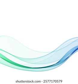 Abstract blue smooth wave on a white background.  Design element. Vector illustration.