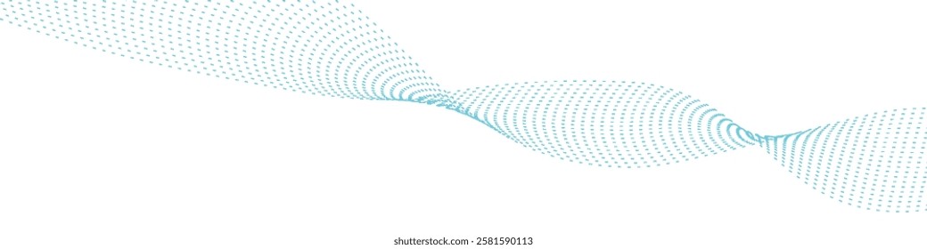 Abstract blue smooth wave on a white background. Dynamic sound wave. Design element. Vector illustration dot.